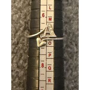 Vintage 925 Sterling Silver Avon "A" Initial & Heart Adjustable Ring Size 7 #368